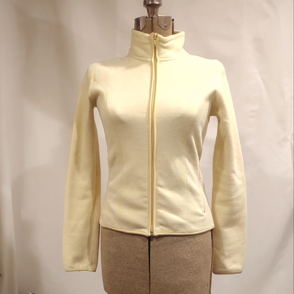 GAP Y2K VINTAGE SOFT YELLOW FLEECE ZIPPERED JACKET SIDE ZIP POCKETS SIZE MED